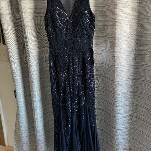 Blue sequin gown